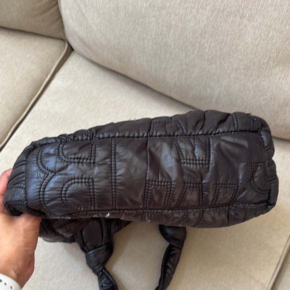 Black Puffer Quilted Nylon Tote Bag - Picture 7 of 12